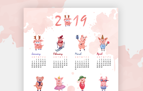 2019 vector calendar