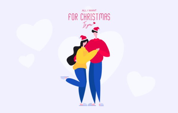 Couple In Love Christmas Greeting Card