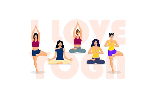Set OF Yoga Positions Free Vector Illustration