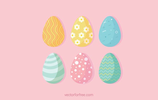 Colorfull Easter Eggs Free Vector Illustration