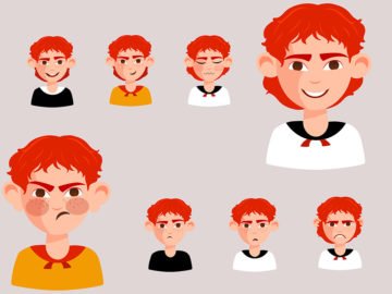 Boy Emotions Character Free Vector