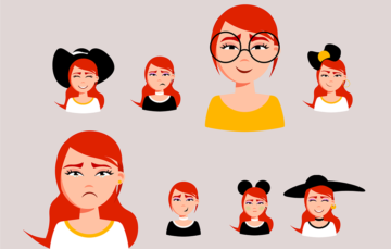 Girl Emotions Character Free Vector
