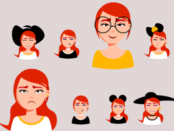 Girl Emotions Character Free Vector