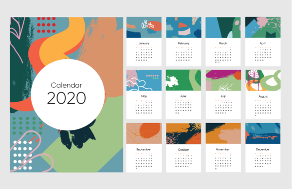 2020 Calendar Template Free Vector