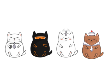 Japanese Kawai Cats Illustration Free Vector