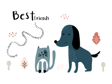 Cat and Dog Free Cute Illustration