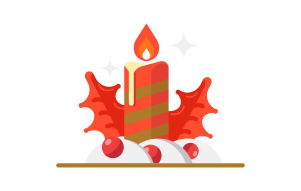 Christmas Candle Vector Illustration Free Download