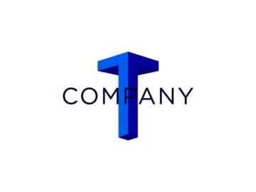 T Letter Blue Logo Design Free Download